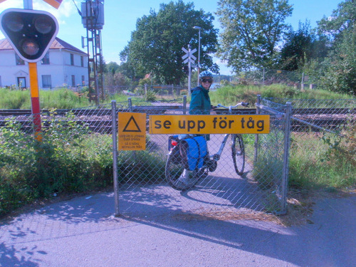 use the pedestrian walk way, walk across the tracks with our bikes.